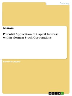 cover image of Potential Application of Capital Increase within German Stock Corporations